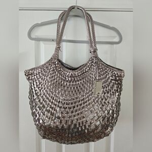 Marc Fisher Champagne Metallic Silver Sequin Shoulder Bag